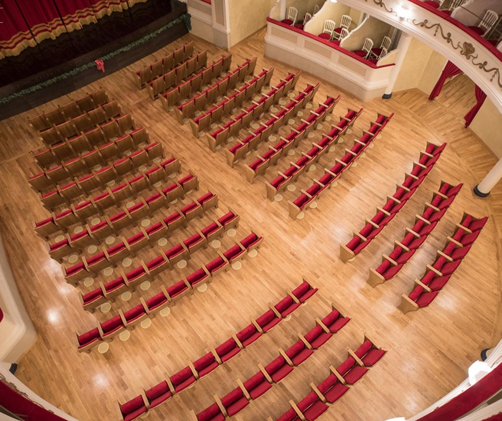 Das Parkett des Teatro Sociale in Camogli von oben